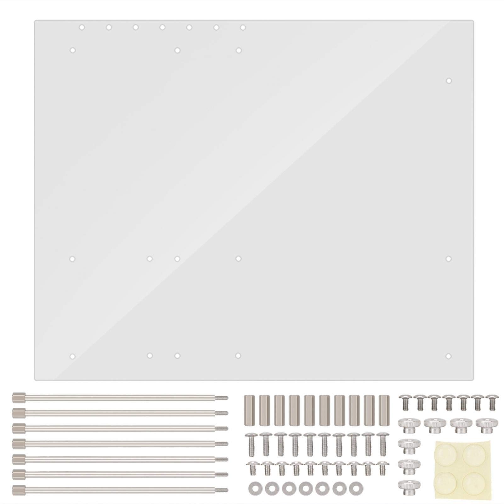 Sutinna Computer Motherboard Case, Open Frame Transparent Acrylic Overlock Computer Case 4mm DIY Base Stand For ATX Mothboard Easy to Heat Dissipation
