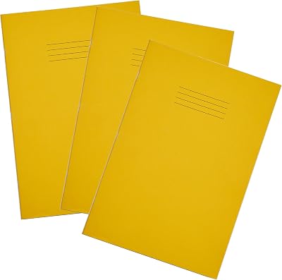 Rhino A4 Exercise Books 32-Page 10mm Squares 3-Pack Yellow
