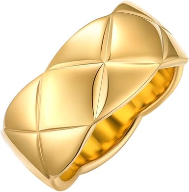 Amazon Com 18k Gold Plated Chunky Ring For Women Men Wide Band Stacking Rings Men Chunky Wedding Rings Couple Gift Clothing