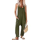 Ekouaer Womens Jumpsuit Sleeveless Casual Summer Overalls Jumpers Spaghetti Strap Baggy Long Pants Rompers with Pockets