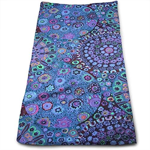 WCMBY Kaffe Fassett Millefiore Blue.jpg Soft Polyester Large Hand Towel- Multipurpose Bathroom Towels for Hand, Face, Gym and Spa