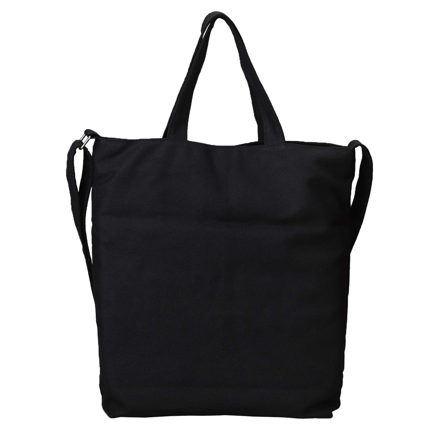 Women\'s 12 oz Canvas Tote Handbags Casual Vertical Top Shoulder Work Bag Crossbody Travel Bag Shopping Bag(Black)