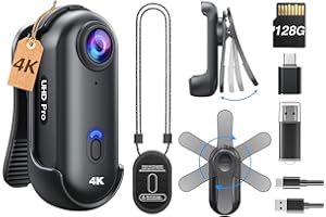 BOBLOV W4 4K Mini Body Camera, Wearable 128G Camera with 360°Rotatable Clip & Magnetic Clip, 120 Minutes for recording, Easy 