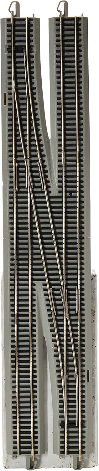 Bachmann Trains 44137 Command DCC Equipped #6 Single Crossover Turnout-Left-Nickel Silver E-Z Track with Grey Roadbed-HO Scale, M