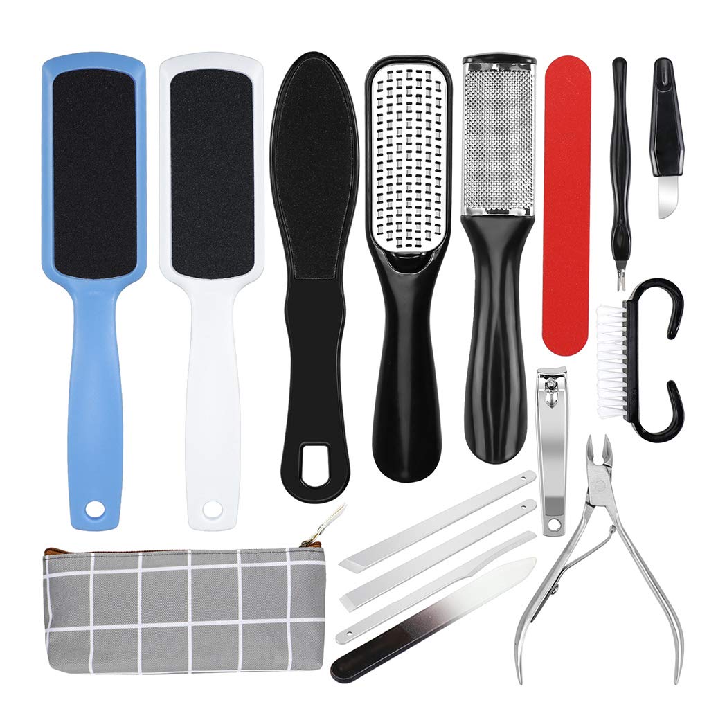 16 PCS Foot File Professional Pedicure Tools Set, Yotako Foot Spa Kit Callus Remover Scrubber, Exfoliating Pedicure Supplies and Nail Toenail Clipper Foot Care Kit : Beauty