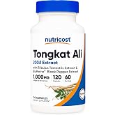 Nutricost Tongkat Ali 1,000mg 120 Capsules, Gluten Free, GMO-Free | With Tribulus Terrestris and BioPerine, Vegetarian Caps, Potent Extract