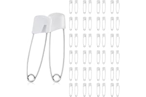 LIQWEI 50 Pcs Diaper Pins, 2.2 Inch Plastic Head Safety Pin with Safe Locking Closures, Cloth Diaper Nappy Pins with Locking Closures Stainless Steel