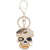 Skull Key Keychains 3D Creative Novelty Blings Crystal Skull Animal Keyrings for Women Girl Charm Purse Handbag Gift