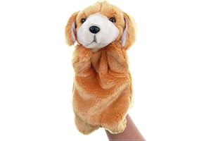 ZUXUCUVU Plush Puppets Dog Puppy Stuffed Animal Toys for Imaginative Pretend Play Storytelling (Brown)