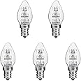 Lxcom Lighting 0.5W E12 LED Bulb C7 LED Night Light Bulbs(5 Pack)- E12 Base Candelabra LED Bulb Torpedo Shape Daylight White 6000K 5W Equivalent Decorative Bulb,AC120V