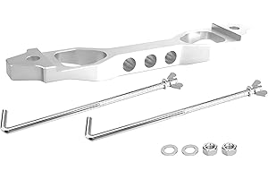 AICEL Battery Hold Down Sets, Billet Aluminum Alloy Car Battery Tie Down Bracket, Automotive Crossbar Holder Lock Mount with Galvanized Iron J Bolts, Car Accessories for Most Vehicles (Silver)
