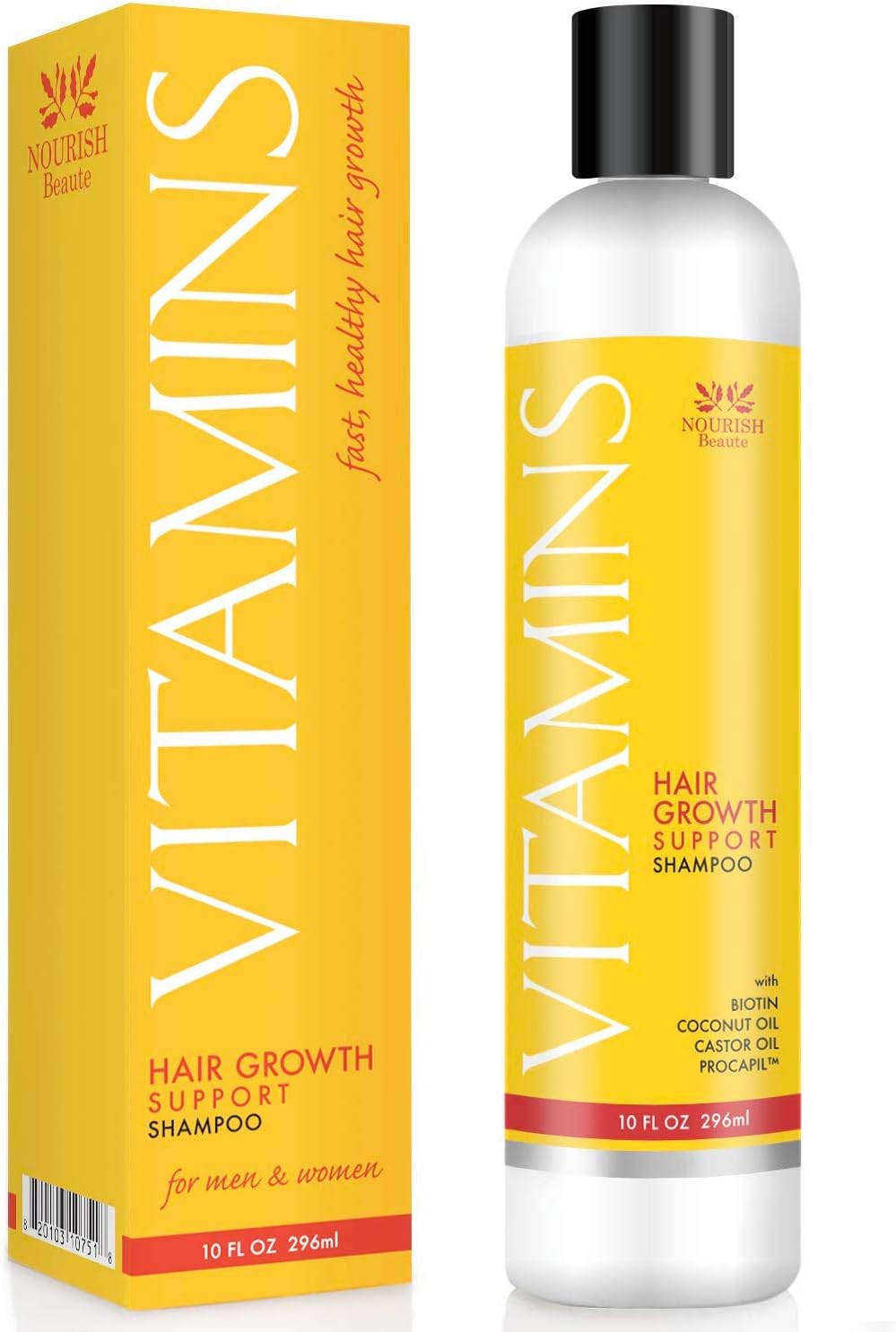Vitamins Hair Loss Shampoo - 121% Hair Growth and 47% Less Thinning Hair in Clinical Trials- 296ml- With DHT Blockers and Biotin for Fast Regrowth – Best Hair Restoration Product for Men and Women, 2 Month Supply