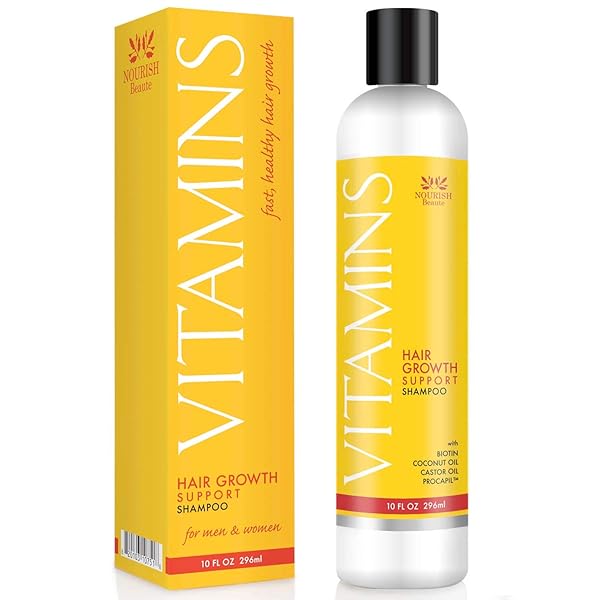 NOURISH BEAUTE VITAMINS SHAMPOO FOR HAIR LOSS THAT PROMOTES HAIR REGROWTH, VOLUME AND THICKENING WITH BIOTIN, DHT BLOCKERS, ANTIOXIDANTS, OILS AND EXTRACTS, FOR MEN AND WOMEN, 1 PACK, 10 OUNCES