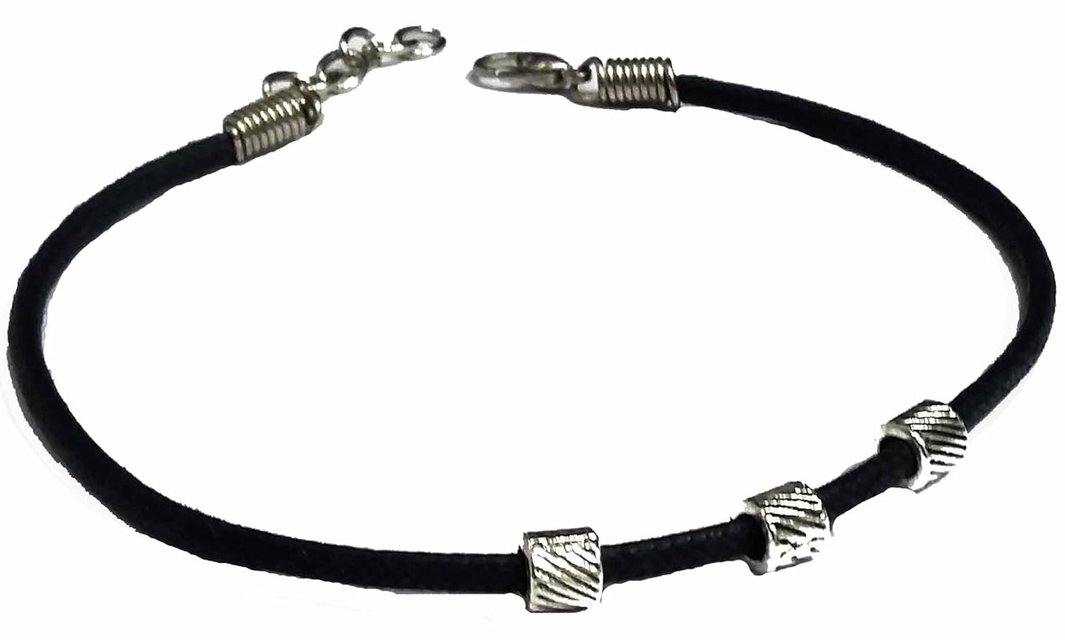 gurjari black leather anklet for women