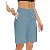 DIBAOLONG Womens Yoga Shorts Loose Comfy Drawstring Lounge Bermuda Shorts with 3 Pockets