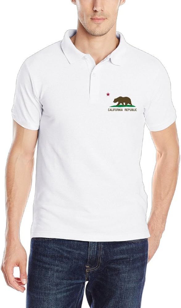 California Flag Bear Logo Eureka Man Polo Shirts