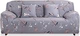 Teynewer 3 Seater Stretch Sofa Cover Grey Pattern Sofa Slipcover Elastic Fitted