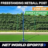 Net World Sports Freestanding Steel Netball Posts Weighted Base, Hoop & Net Included (1)