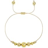 Agriajun Gold Ball Beaded Strand Bracelets for Women, Trendy Boho Handmade Beige String Stackable Friendship Bracelet Fashion Jewelry Gift.
