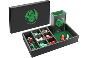 WUNHUNEW DND Dice Tray & Tower Storage Box, 4 in 1 D&D Dice Holder Case (Dice Rolling Tray, Dice Roller Tower, Dice & Miniature Storage), Great RPG Accessories Gifts for Dungeons and Dragons MTG DM & Player