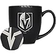 Rico Industries NHL Hockey 16oz Laser Engraved Matte Black Ceramic Bistro Mug - for Hot or Cold Drinks