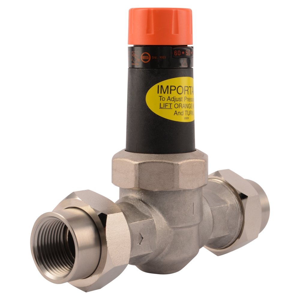 Cash Acme1 Inch EB25 Double Union Pressure Regulator Valve (PRV), Stainless Steel Threaded NPT, 45 PSI, 22267-0045