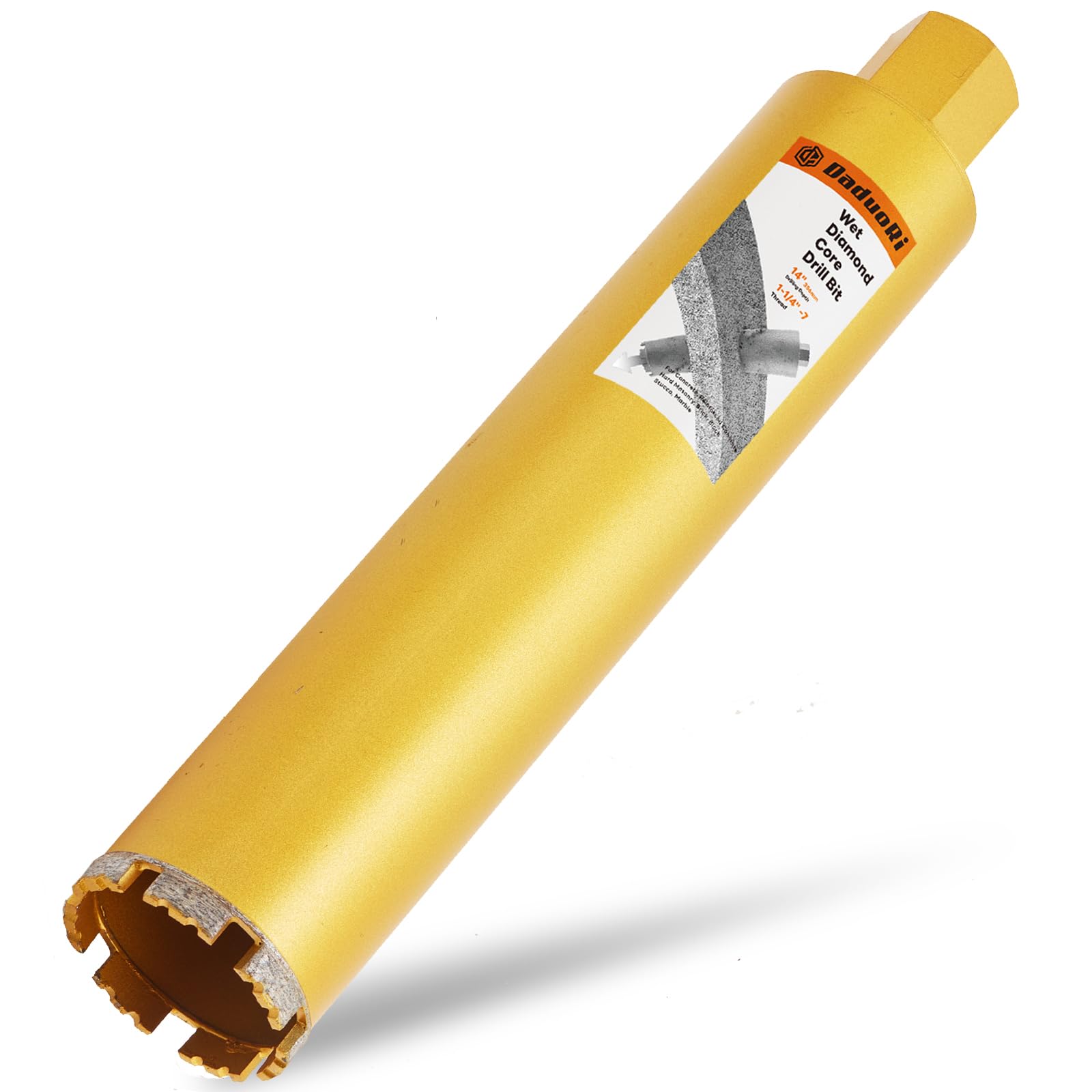 Photo 1 of 2 1/2 Inch Wet Core Drill Bits, DaduoRi 2.5" Core Bit for Concrete, 14" Drilling Depth, 1-1/4"-7 Thread Diamond Core Bit for Cured Concrete with Rebar, Hard Masonry, Brick Block, Stucco, Stone (63mm)