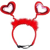 Soochat Valentines Day Pet Headbands Dogs Cats Sequins Heart Head Boppers - Valentines Day Pet Costume Accessories