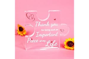 LIGHTZZ Romantic Valentine's Day Gifts for Women, Birthday Gifts for Wife, I LOVE YOU Anniversary Gifts for Your Loved Ones, Engraved Acrylic Block Puzzle