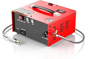 GX PUMP CS1-I PCP Air Compressor with Built-in Power Adapter,Auto-shutoff,Oil &Water-Free, 4500Psi/30Mpa, Powered by 110V /220V AC or 12V DC, Air Gun and Paintball/Scuba Tank Compressor Pump