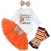 Xuuly My First Thanksgiving Newborn Baby Girls Clothes Romper Top Bow Tutu Short Skirt with Headband Dress Outfit Set