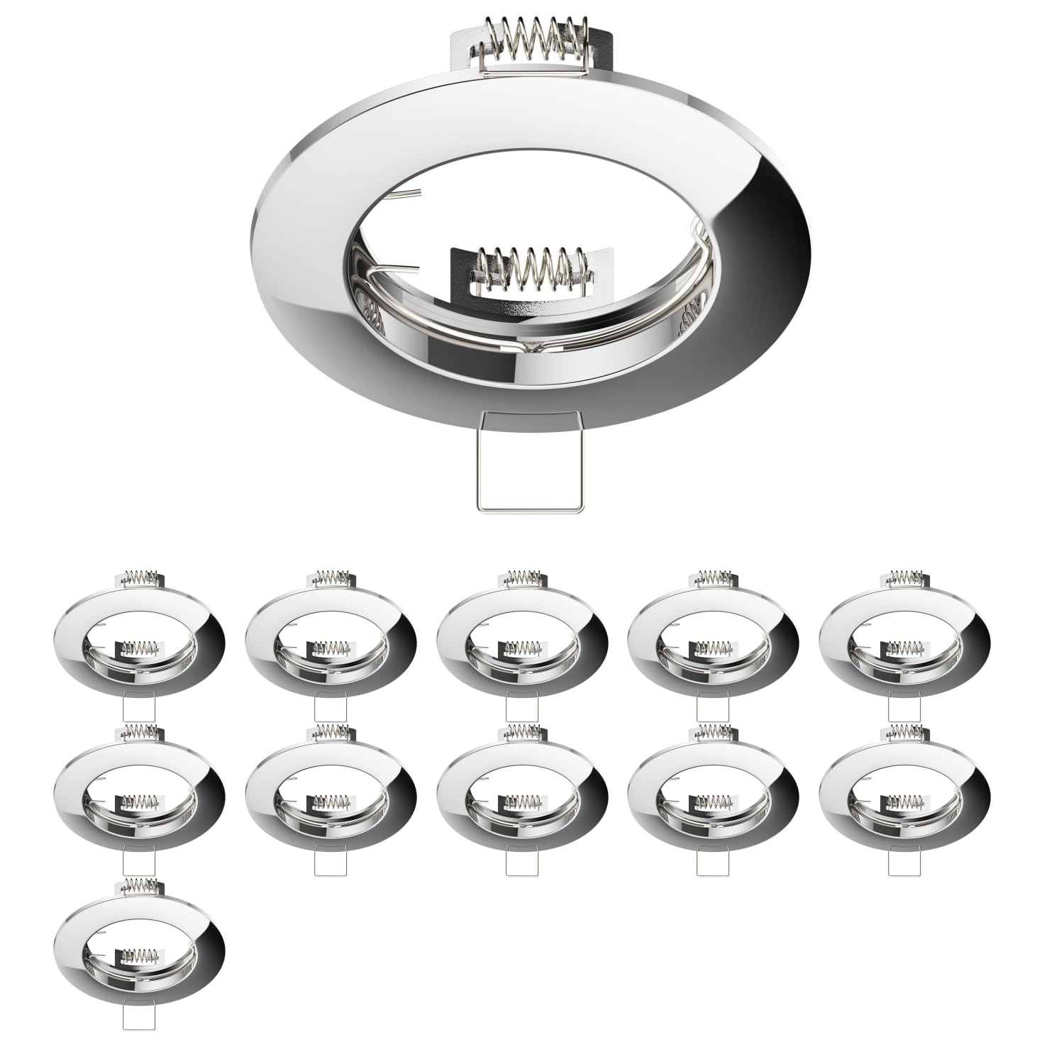 ledscom.de 12 Ceiling recessed Frames CIRC, Round, Glossy Chrome