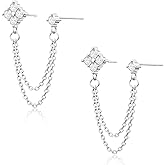 Freekiss Gold Chain Studs Earrings for Women Trendy: Hypoallergenic 14K Gold Plated Dangle Earrings Dainty Small Long Chain Earring Set Fashion Gold Jewelry for Women