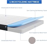 Vesgantti Folding Mattress Single 10cm Gel Memory Foam Tri-fold Travel Camp view 2