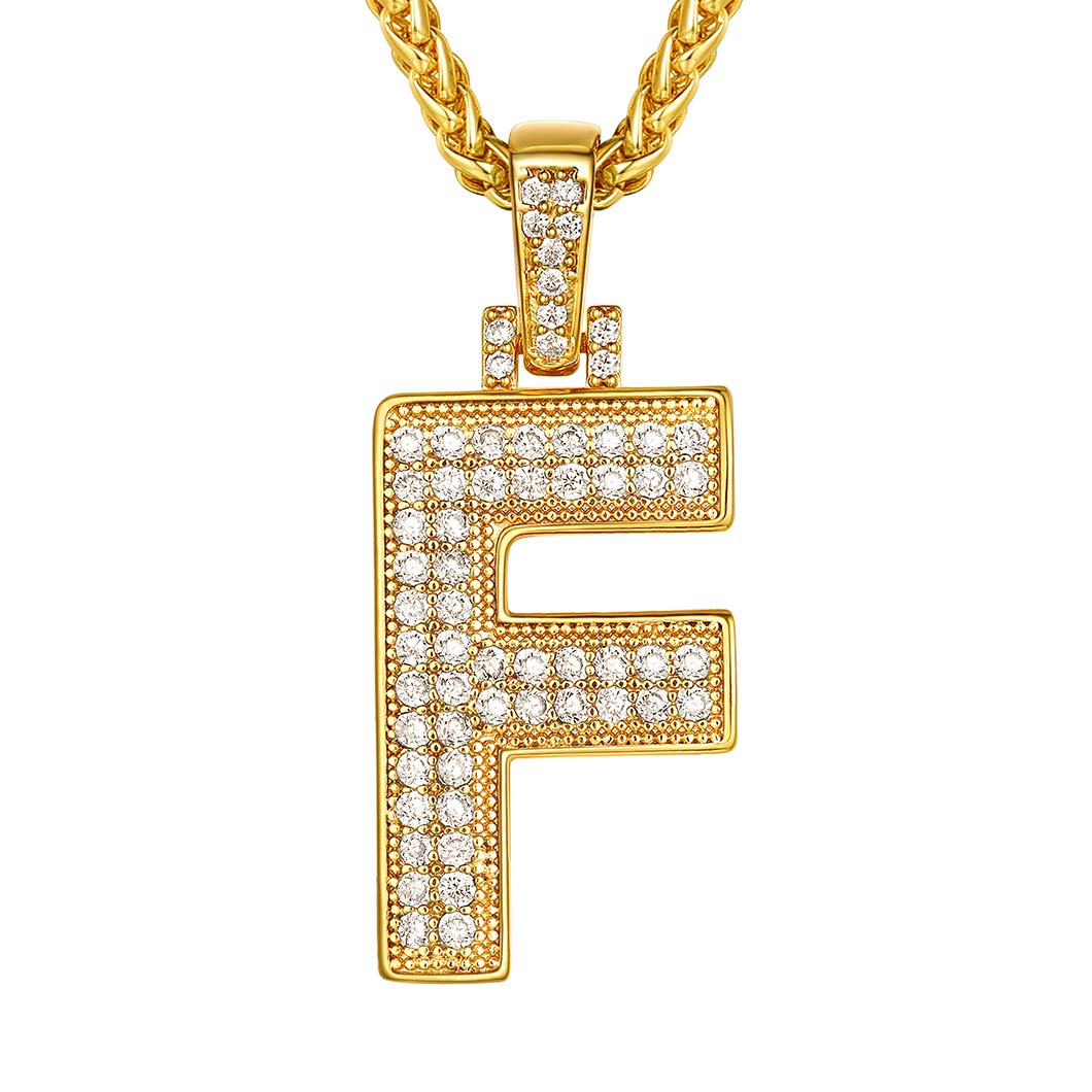Richsteel Rapper Necklace With Pendant Letter F Bling For Men Jewellery For Girls Initial Necklaces — image 1