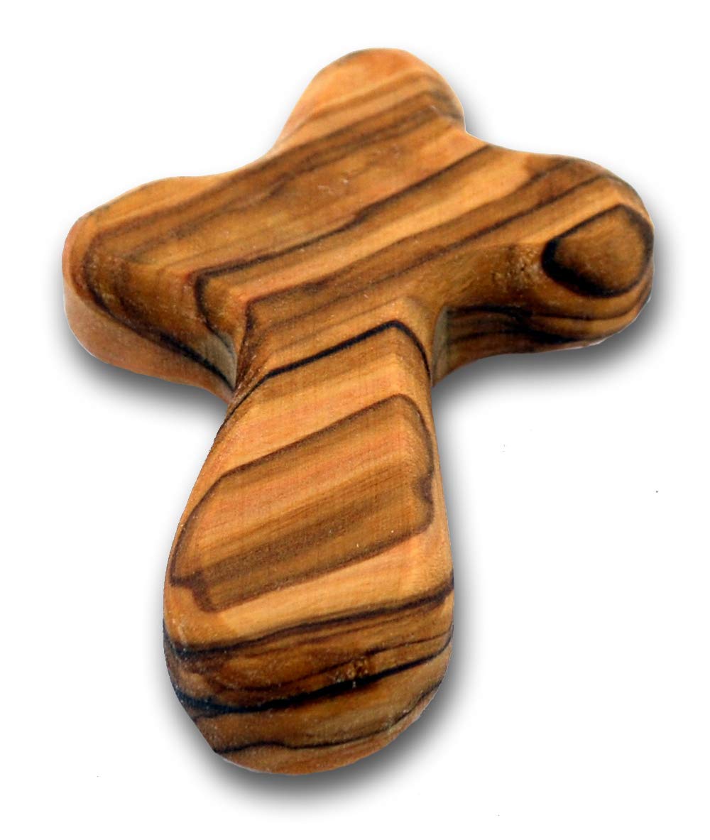 Small Olive Wood Cross | Fits Perfectly in the Palm of Your Hand | Keep it in Your Pocket or Purse | Makes a Great Baptism, First Communion, or Confirmation Gift!