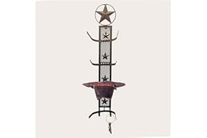 BestGiftEver Metal Star 4 Cowboy Hat Rack Fold-Up Wall Hanging Decoration Rustic Western Style - Rustic Metal Cowboy Hat Display Organizer on Wall Mount