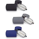 HIGHLIKE Hard Cases Folding Reading Glasses, Pocket Wallet Purse Compact Spring Hinge Readers, Transparent Clear Lens