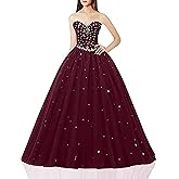 Likedpage Women's Sweetheart Ball Gown Tulle Quinceanera Dresses Prom Dress