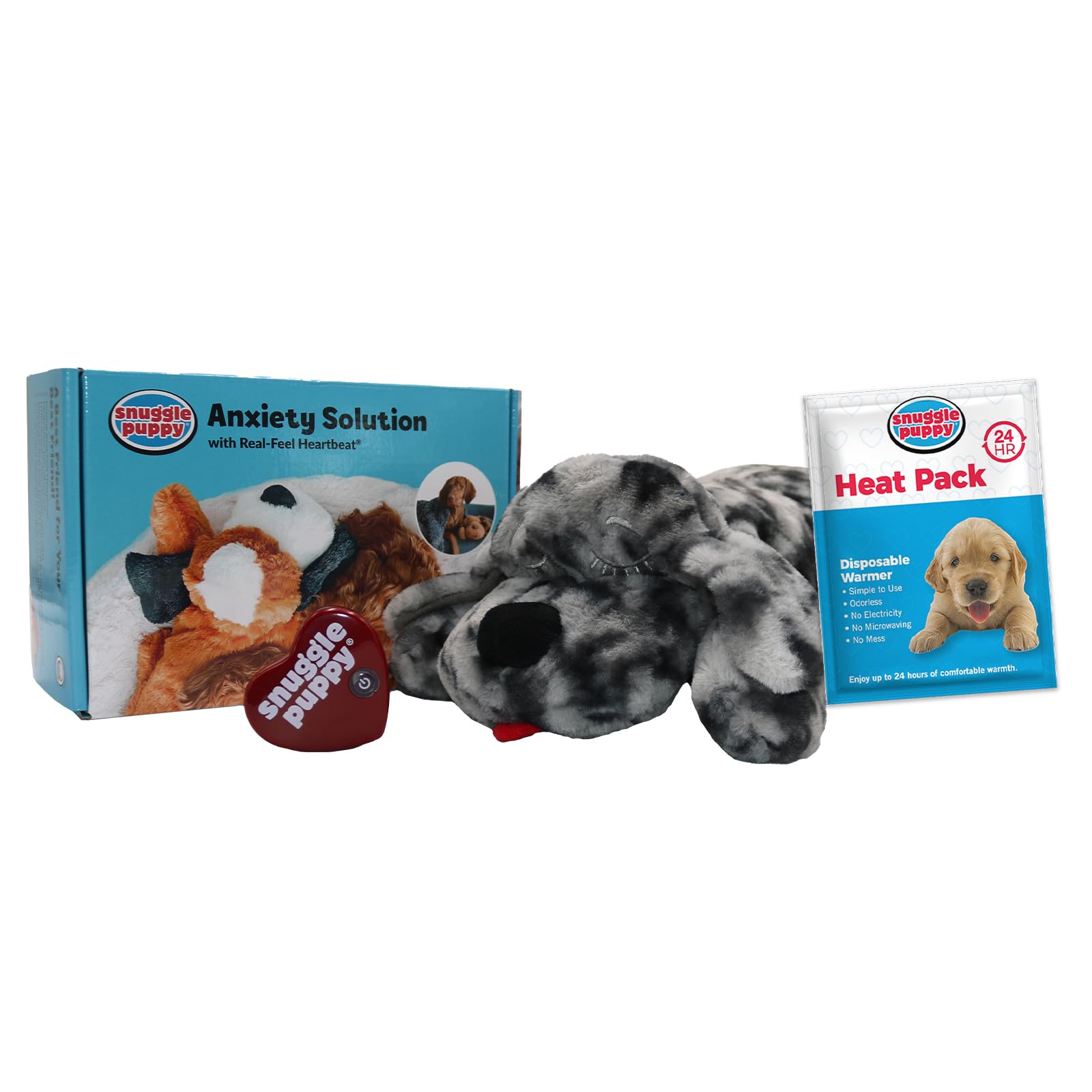 Snuggle Puppy Original Heartbeat Stuffed Toy for Dogs. Pet Anxiety Relief and Calming Aid, Comfort Toy for Behavioral Training in Merle