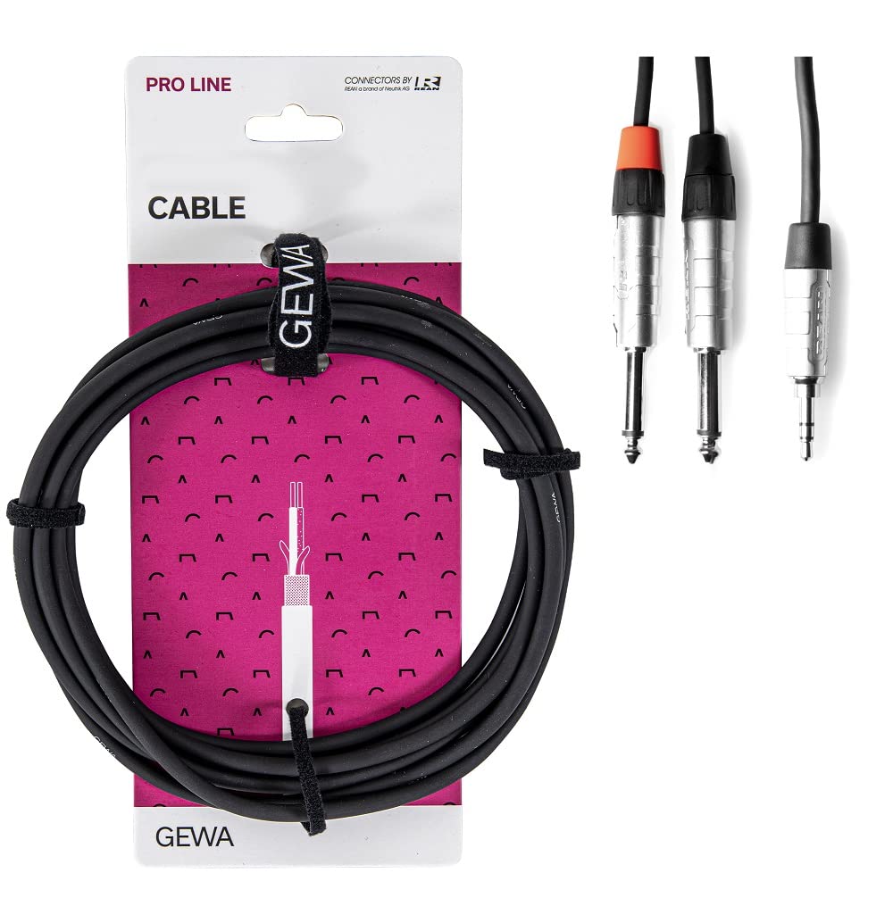 GEWA Y-cable Pro Line 1,5m,black, REAN plug, 3,5 mm stereo jack - 2x 6,3 mm mono jack, 190790 — image 1