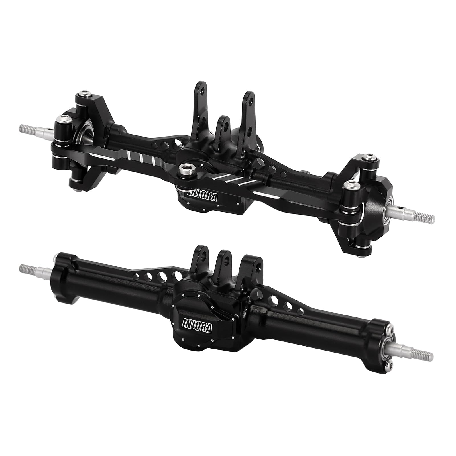 Photo 1 of INJORA Front&Rear Axles Set - +4mm Extended Aluminum Complete Axles for TRX4M Upgrade 1/18 RC Crawler Car