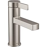 Moen Beric Spot Resist Nickel Modern One-Handle Single Hole Bathroom Faucet with Drain Assembly and Optional Deckplate for Your Bath Sink, 84774SRN