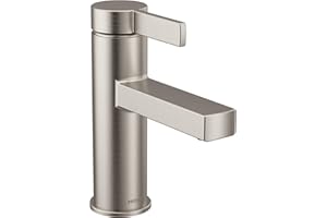 Moen Beric Spot Resist Nickel Modern One-Handle Single Hole Bathroom Faucet with Drain Assembly and Optional Deckplate for Your Bath Sink, 84774SRN