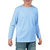 Haloumoning Boys Long Sleeve Shirts Kids Crewneck T-Shirts Casual Split Hem Fall Tops Tees 5-14 Years