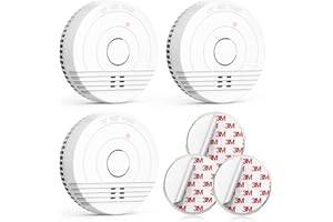 Jemay Battery-Operated Smoke Detector, Enhanced Photoelectric Sensor Smoke Detector Fire Alarm, LED Indicator & Silence Button Smoke Detectors, Fire Detector Safety for Home and Bedroom, 3 Pack