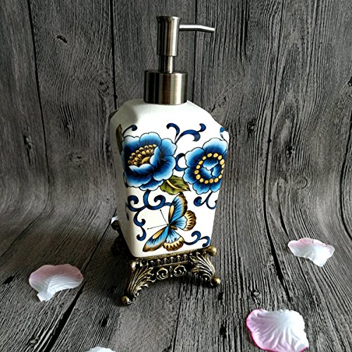 Ceramic Liquid Soap & Lotion Pump Dispenser, for Kitchen or Bathroom Countertops or Sink,Porcelain Bathroom Accessories