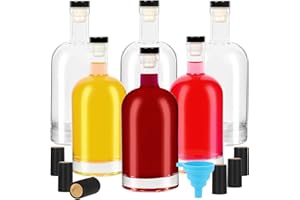 Deffdns 16oz Glass Wine Bottles with Cork,6 Pack Clear Glass Bottles for Wine Making,500ml Empty Nordic Wine Bottles Bulk for Wine Beverages Drinks Beer Water Soda