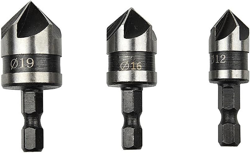 9 pcs 1/4'' Hex 5 Flute 90° 1/2'' 5/8'' 3/4'' Countersink Drill Bit Set and Deburring Tool Set