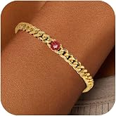 Punhem Gold Bracelets for Women，14K Gold Plated Dainty Birthstone Bracelet Non Tarnish Trendy Stackable Blue Green May Emerald Friendship Bracelets with Extension Gifts for Best Friend